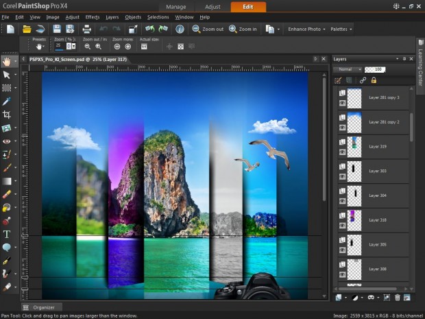 Corel Paintshop Pro X5 - Bearbeitungsmodus (Bild: Corel) 